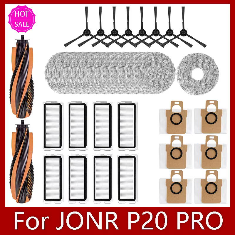 Accessoires pour aspirateur Robot JONR P20 PRO / T5 Pro, brosse latérale principale, filtre Hepa, sac à poussière en tissu de vadrouille de remplacement