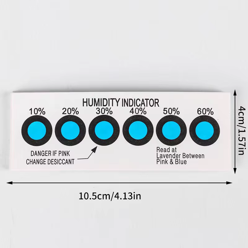 Carte indicatrice d'humidité pour tester l'humidité dans les conteneurs fermés, carte de test 10%-60%, carte d'humidité bleue à six points