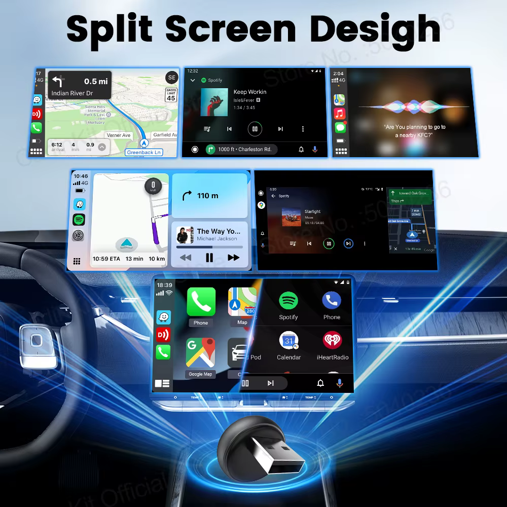 Mini Ultra 3 CarlinKit 5.0 sans fil Android Auto CarPlay adaptateur sans fil WiFi BLE connexion automatique OTA mise à niveau Mini boîte de voiture intelligente