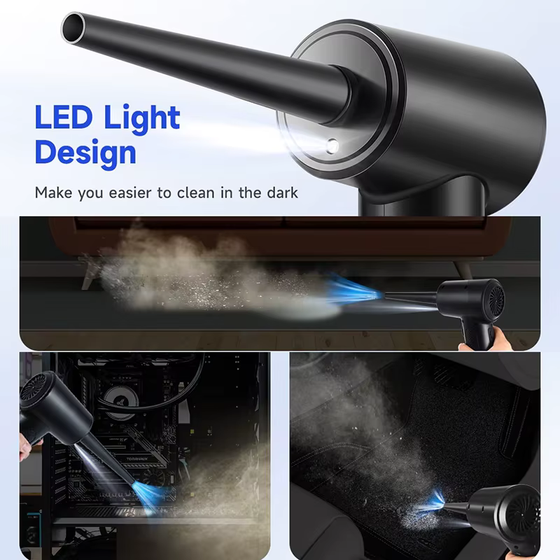 Souffleur d'air comprimé électrique sans fil, 51000 tr/min, Mini souffleur d'air rechargeable, nettoyeur de poussière portable pour clavier d'ordinateur et voiture