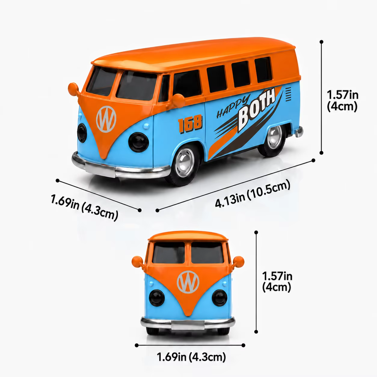 Modèle de bus en alliage MQUDUO 1:36 orange et bleu, réplique de mini-fourgonnette à rétrofriction avec porte latérale ouvrable pour collection et décoration
