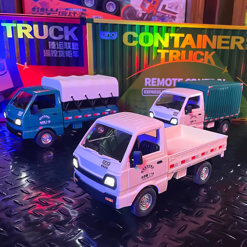 1/16 camion Van télécommandé 2.4G 5CH Mini camions de Transport simulés enfants jouet RC camion de crème glacée voiture de Transport avec lumières