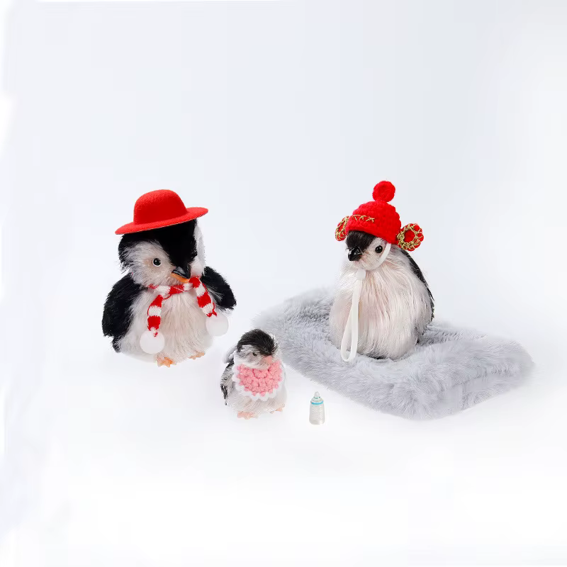 Mini Silicone Animal pingouin Reborn poupée Squishy réaliste mignon pingouin famille nouveau-né poupée drôle jouer maison jouet Collection cadeaux