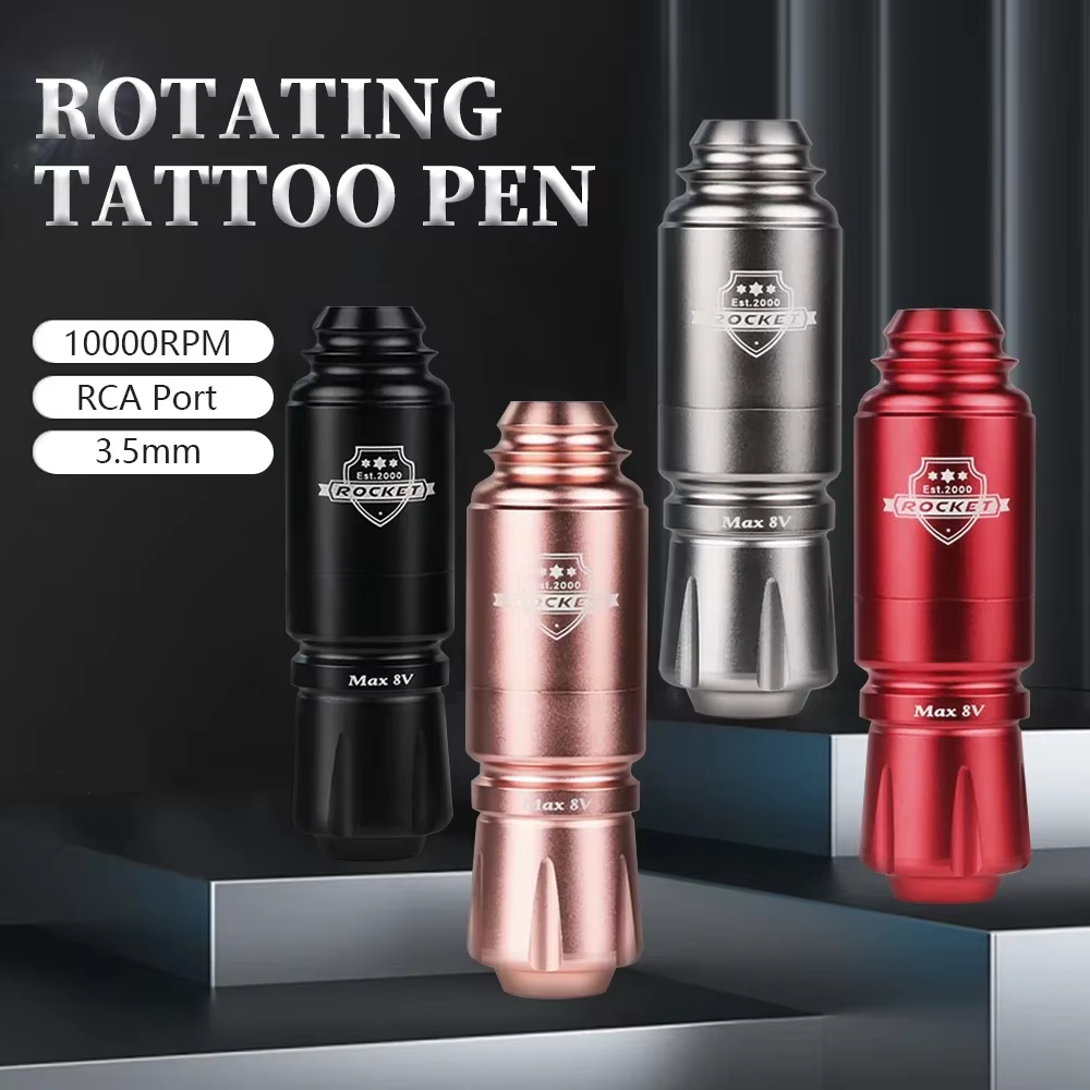 Mini Rocket – Kit de machine à tatouer rotative automatique avec course de 3,5 mm, connecteur RCA, moteur de maquillage permanent 10000 tr/min, compact