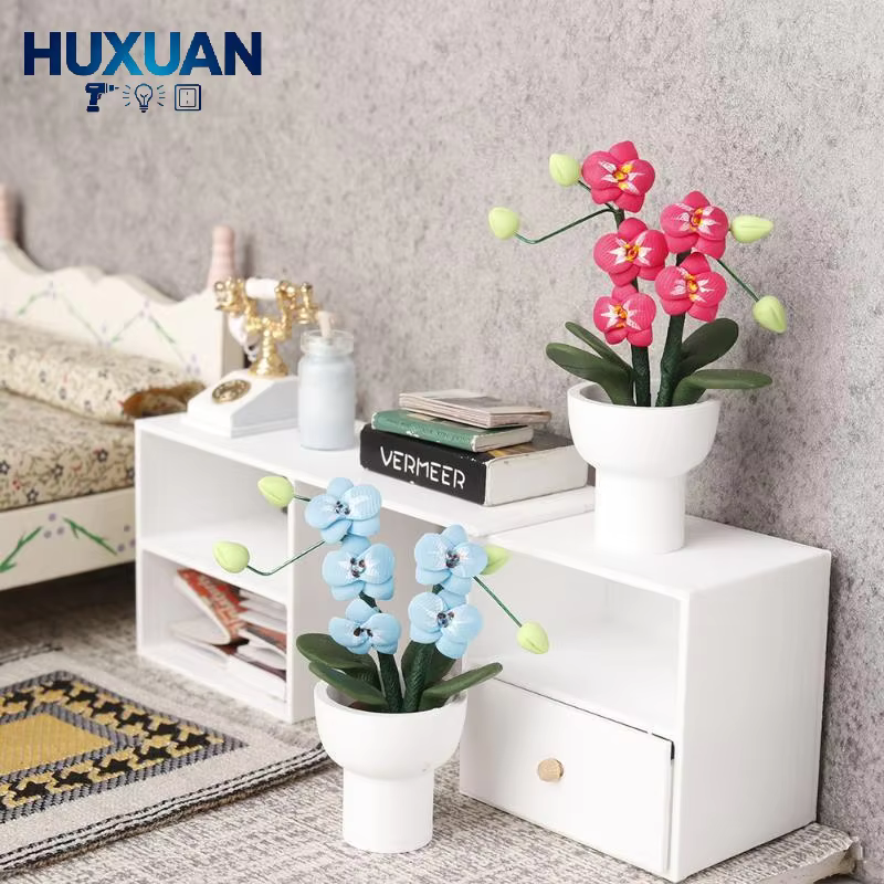 Mini Orchidée Phalaenopsis Artificielle Réaliste en Pot, Format Compact, Décoration pour Maison de Poupées, Micro-Paysage, Bricolage, Ornement de Bibliothèque