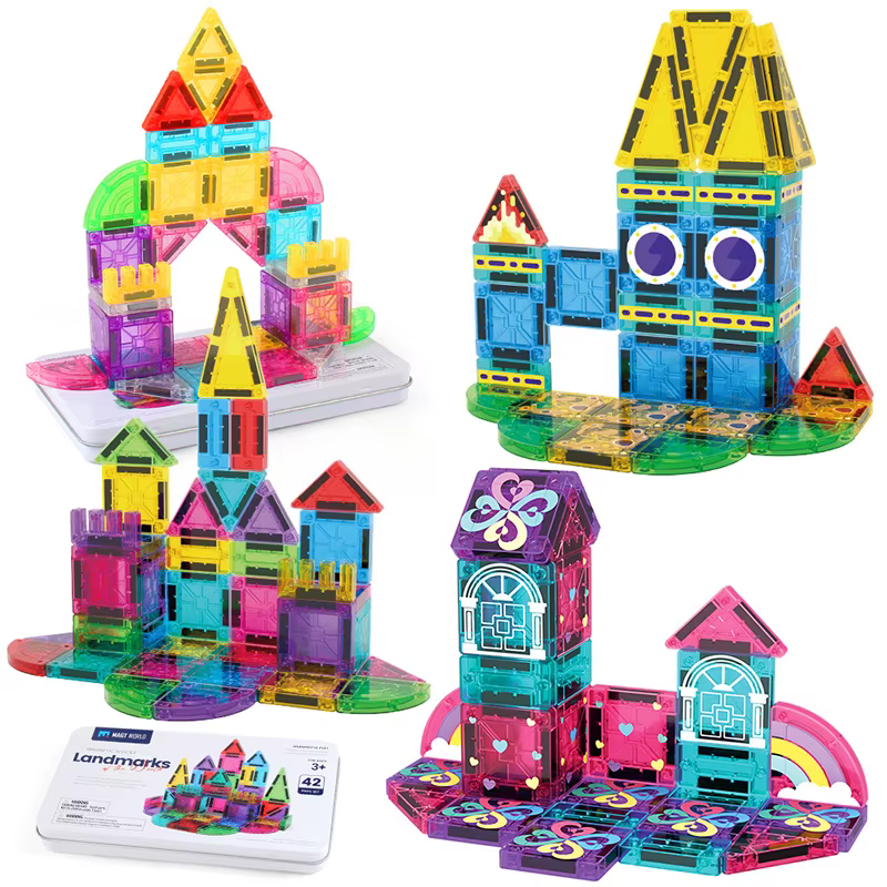 Mini blocs magnétiques de voyage pour enfants, jouets de construction magnétiques, boîte en fer portable, jouet sensoriel préscolaire STEM, cadeau