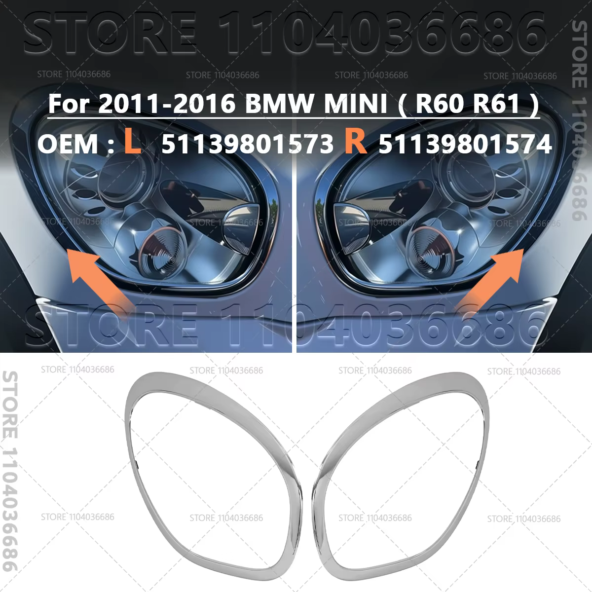 Pour 2011-2016 R60 R61 BMW MINI Cooper Countryman Paceman garniture de phare anneau lunette 51139801573/574, 51139813823/824