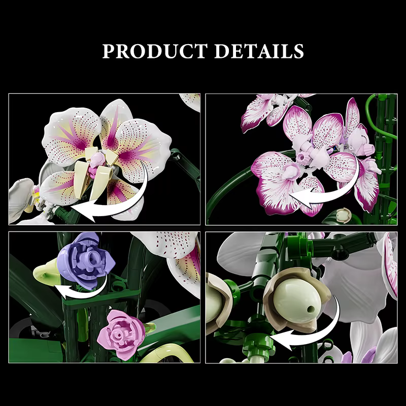 Blocs de construction de plantes en pot, orchidée créative, Cymbidium, fleurs éternelles, Simulation Phalaenopsis, briques à monter soi-même, jouets, cadeau de saint-valentin