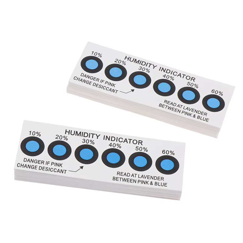 Carte indicatrice d'humidité pour tester l'humidité dans les conteneurs fermés, carte de test 10%-60%, carte d'humidité bleue à six points