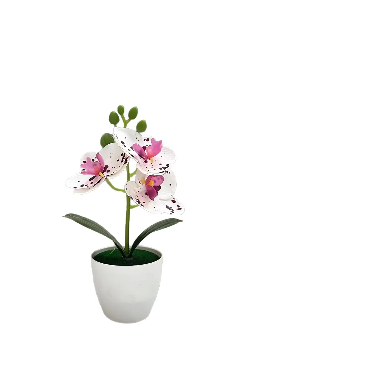 Mini Plante en Pot Artificielle Orchidée Papillon à 3 Fleurs, Accessoire Végétal Vert pour Décoration de Salon et Maison