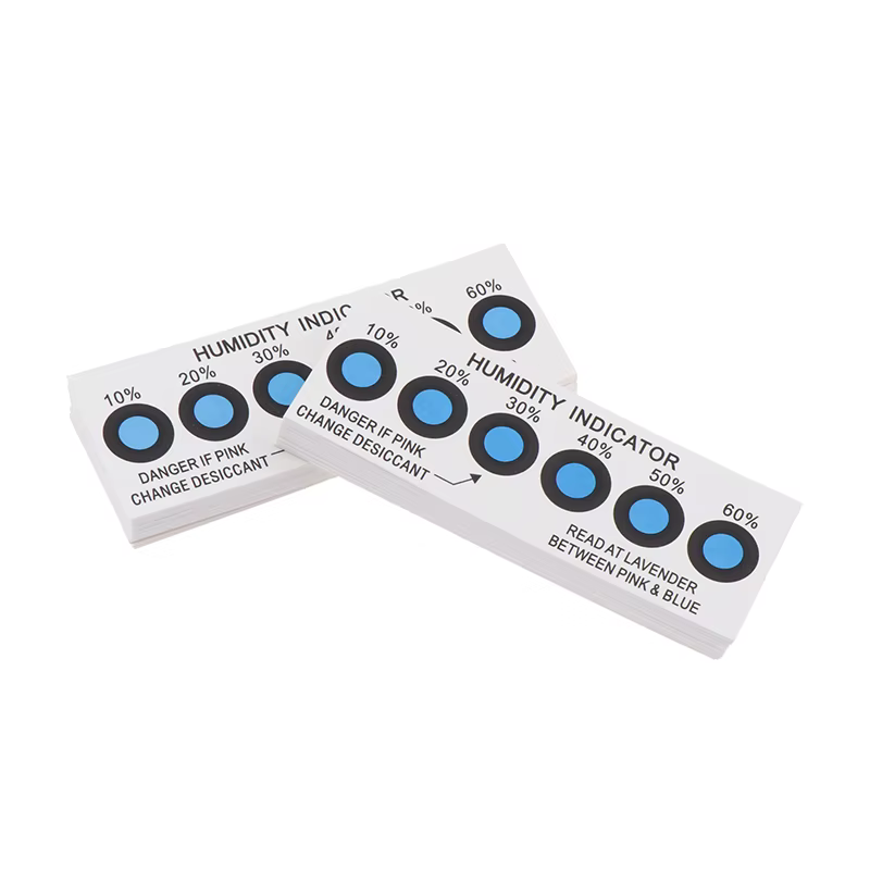 Carte indicatrice d'humidité pour tester l'humidité dans les conteneurs fermés, carte de test 10%-60%, carte d'humidité bleue à six points