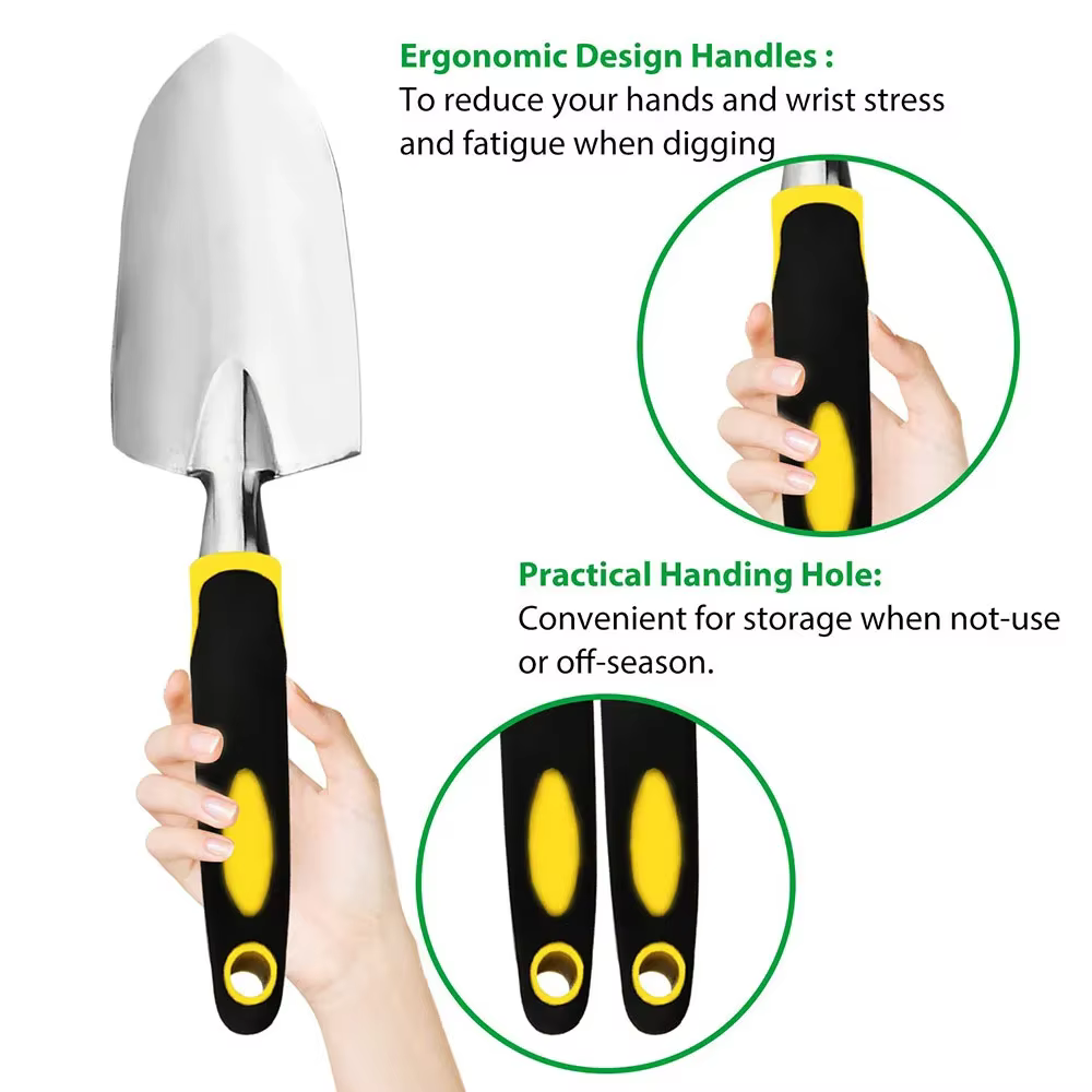 Gants de jardinage pour désherbage, ameublir le sol, ensemble d'outils de jardin, 4 paquets avec truelle, râteau à main de cultivateur, truelle de transplantation