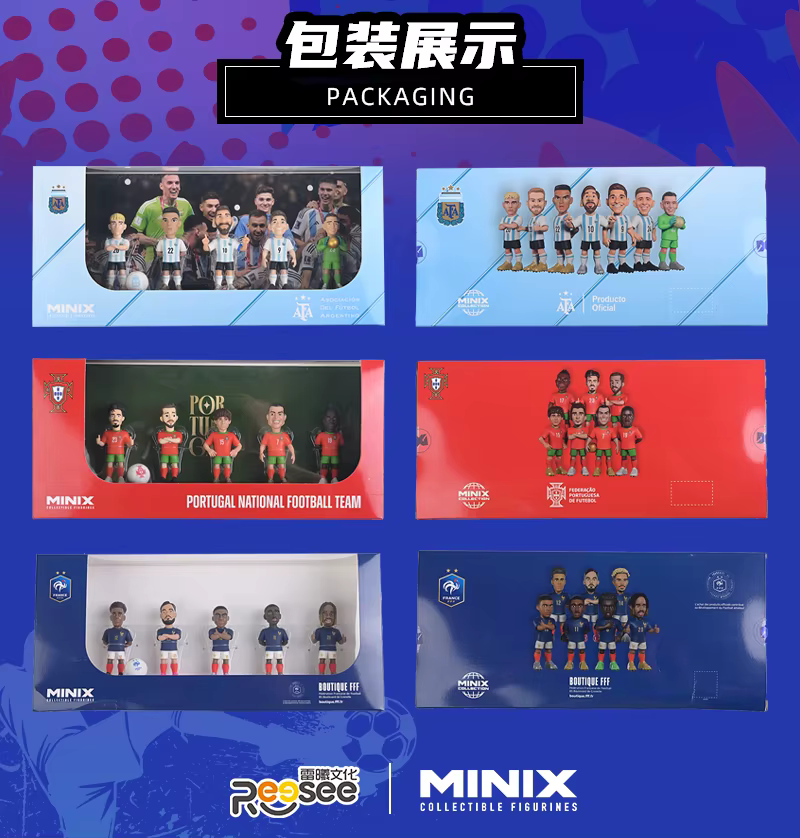 Figurines de collection Minix, série de stars du football Giant Club, Messi, Neymar, Fati, Suarez, Mbappé, modèles en PVC, figurines d'action, jouets pour les fans