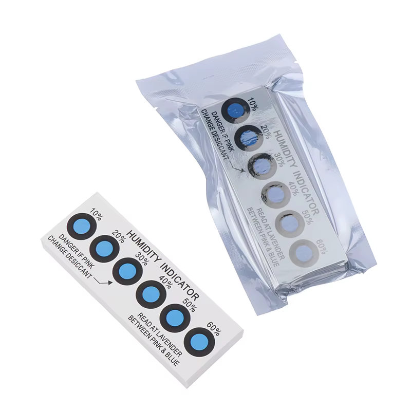 Carte indicatrice d'humidité pour tester l'humidité dans les conteneurs fermés, carte de test 10%-60%, carte d'humidité bleue à six points