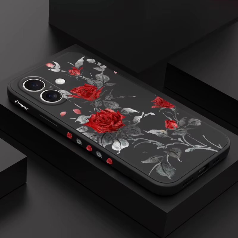 Coque de téléphone Rose gracieuse, étui en Silicone pour iPhone 17 17 Air 16 15 14 13 12 11 X XR XS Plus Pro Max Mini