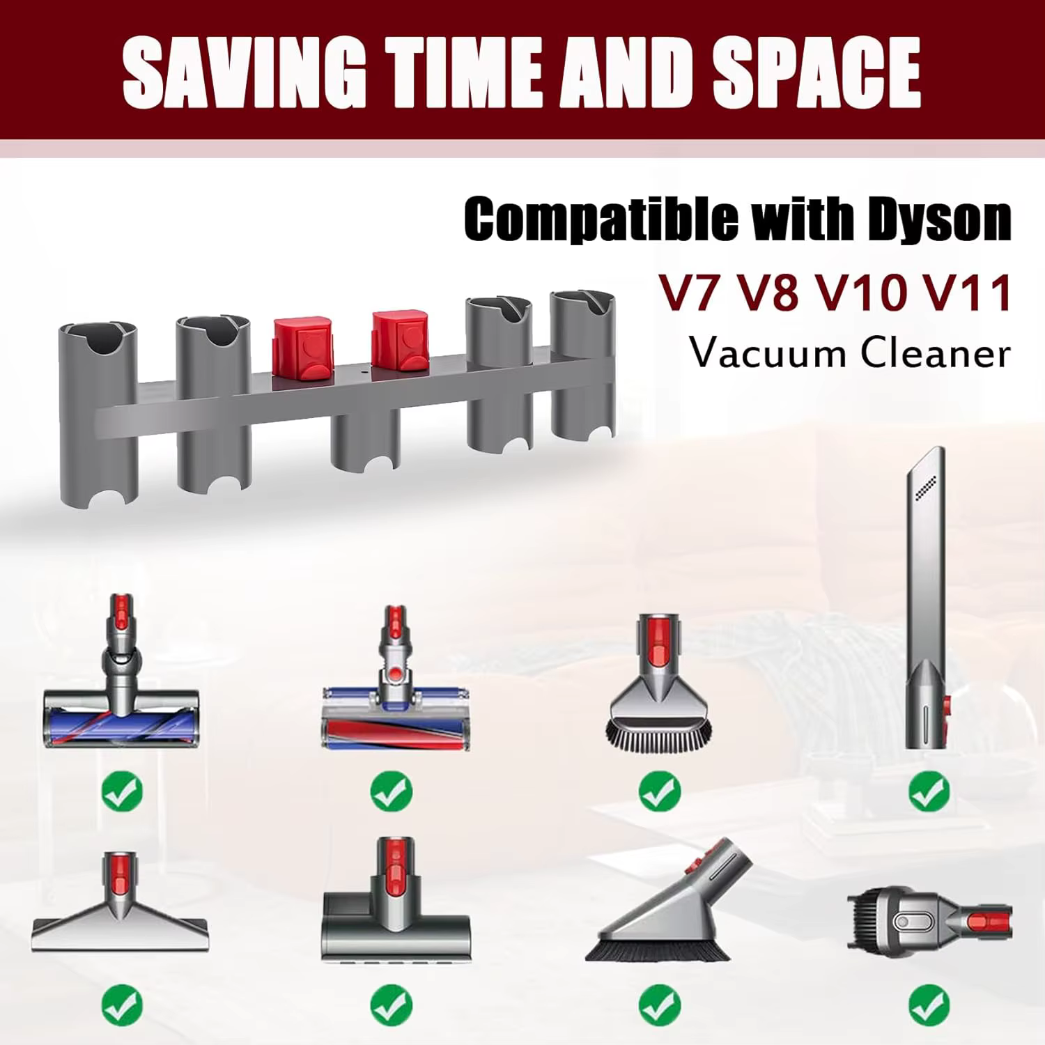 Station d'accueil, support d'accessoires, organisateur d'accessoires Compatible avec l'aspirateur balai sans fil Dyson V7 V8 V10 V11 Gen5