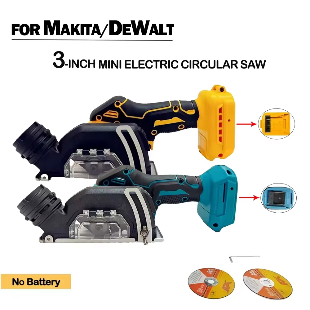 Mini meuleuse d'angle sans fil de 3 pouces, outil de coupure électrique avec scie circulaire, adapté à la broche de batterie Makita/Dewalt 20V