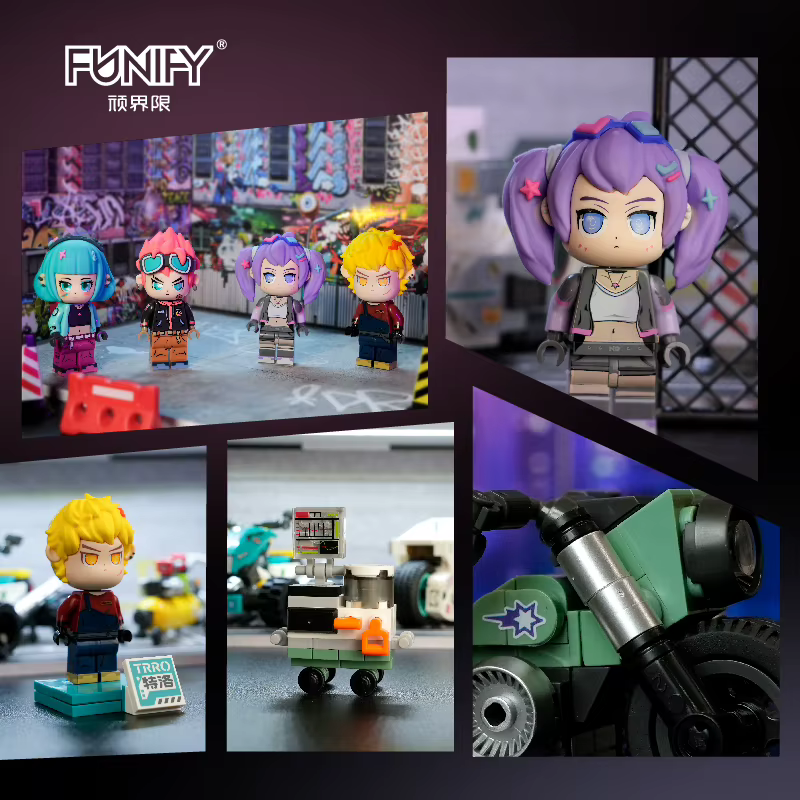 4 styles de figurines miniatures de motards cyberpunk et blocs de construction de motos |   Jouets en briques d'anime à collectionner pour enfants et adultes