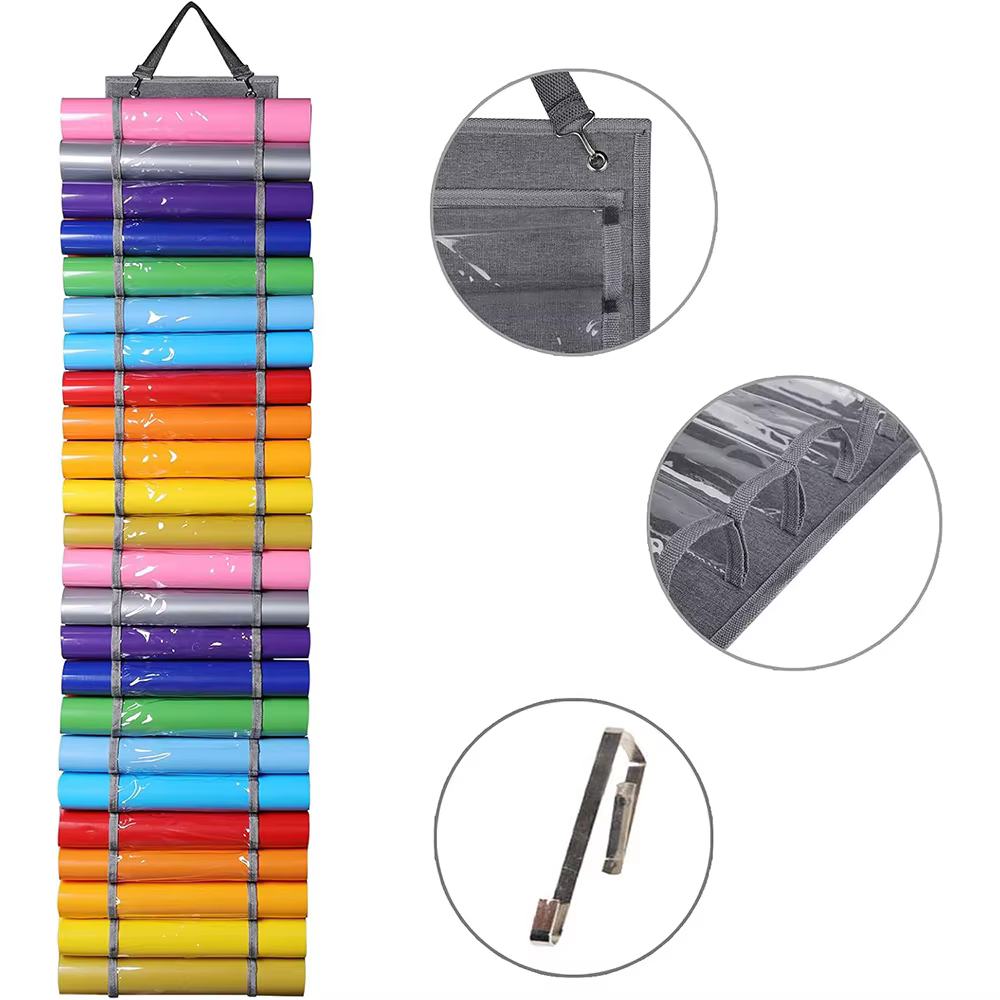 Organisateur de rangement en vinyle-porte-rouleau de rouleau de vinyle, support de rangement en vinyle artisanal, rangement organisateur suspendu avec 48 compartiments en rouleau
