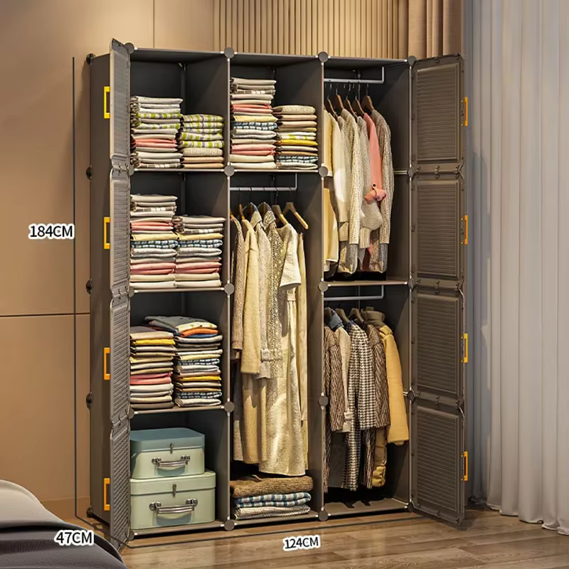 Armoire Modulaire Simple et Économique pour Chambre à Coucher – Rangement Portable Tendance pour Vestidores