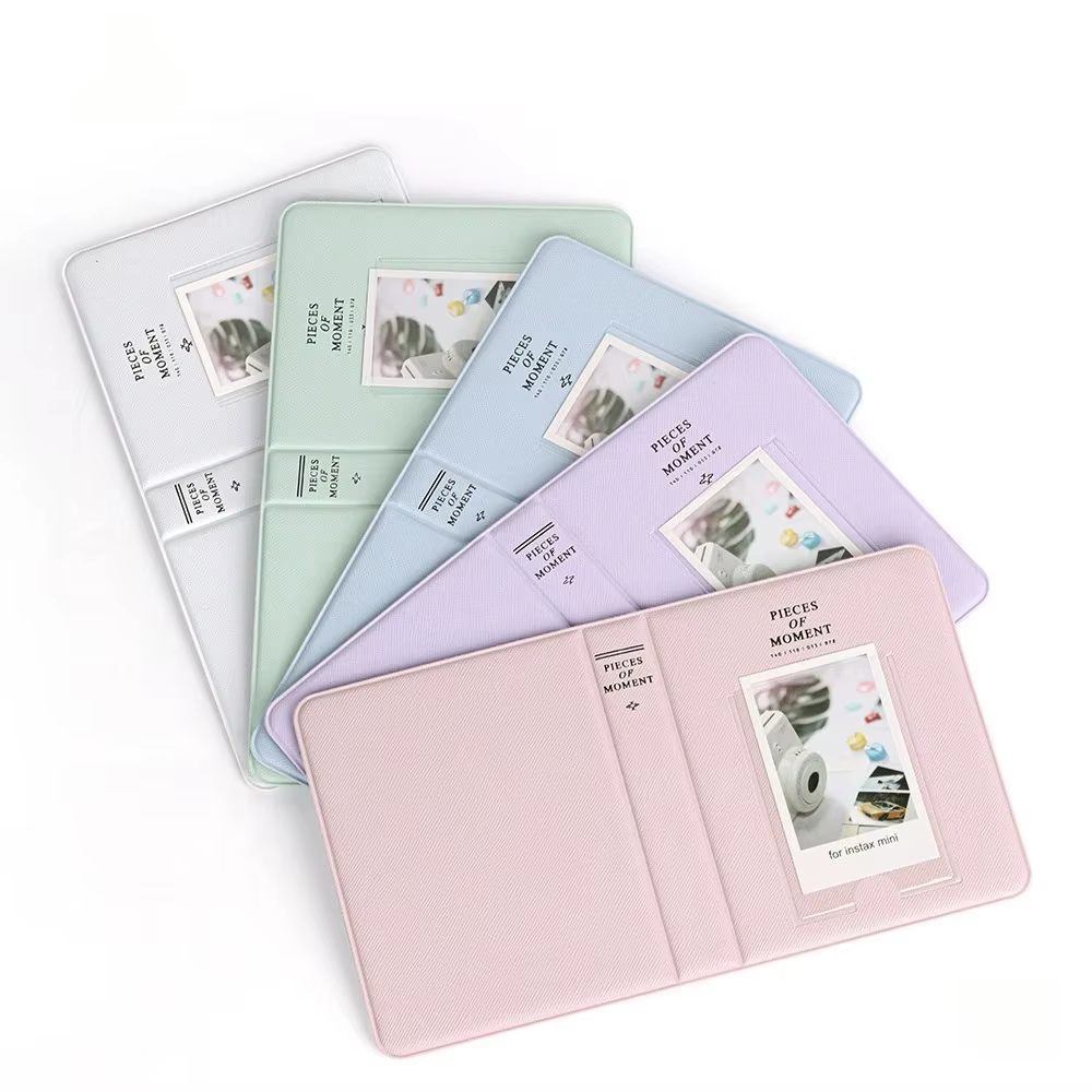Album photo Instax Mini de 16 pages et 64 pièces – Contient des films Fujifilm 12/11/9, album de mariage Polaroid, étui à pochettes transparentes