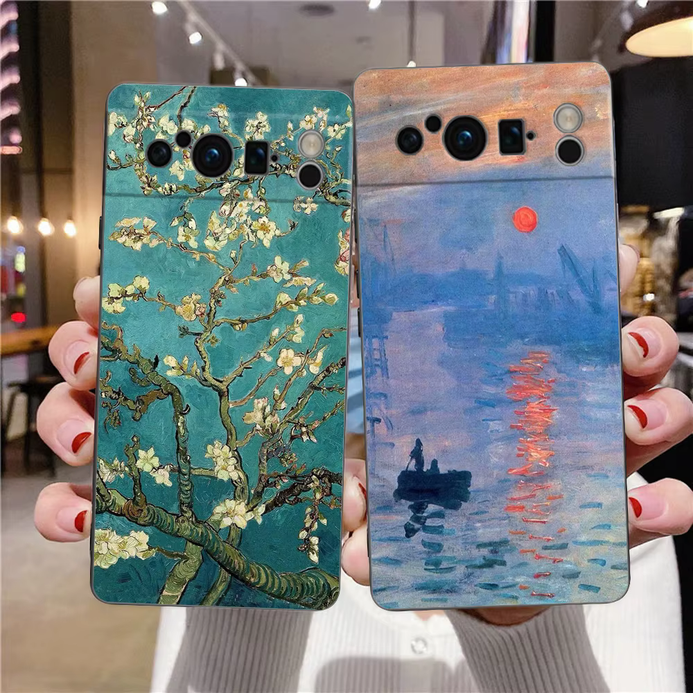 Coque de téléphone en TPU souple avec motif de jardin de Claude Monet pour Google Pixel 10 9 8 7 Pro 9A 8A 7A 6A 6 Pro XL, coque noire