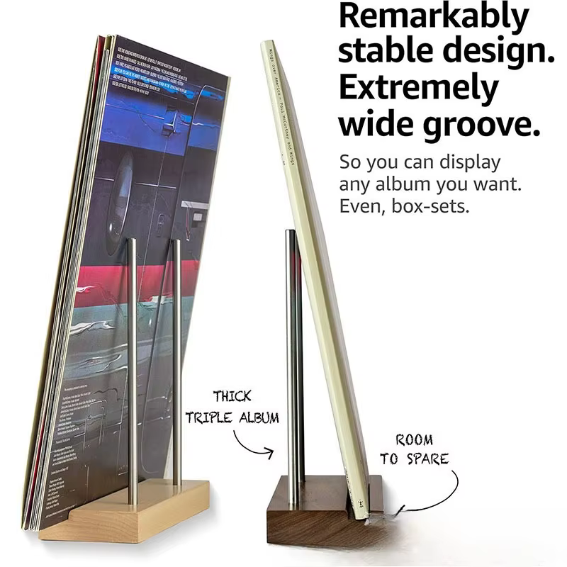 Porte-disque en vinyle, affichage de table en bois massif, maintenant jouant, support de disque en vinyle pour Albums CDS Ipads