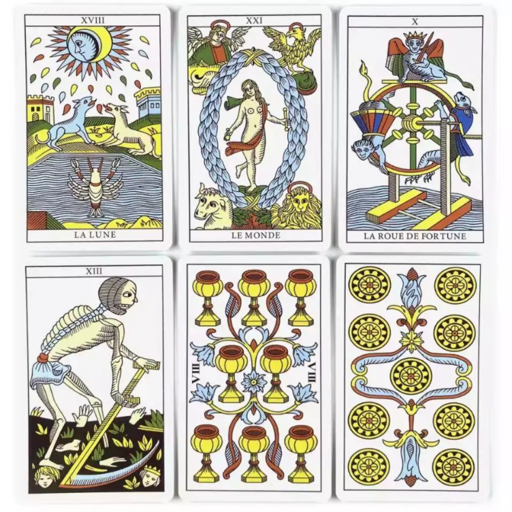 Jeu de cartes Tarot de Marseille, Mini taille 9x6cm, 78 pièces, jeu de fête, prophétie révélatrice de Fortune, cartes Oracle
