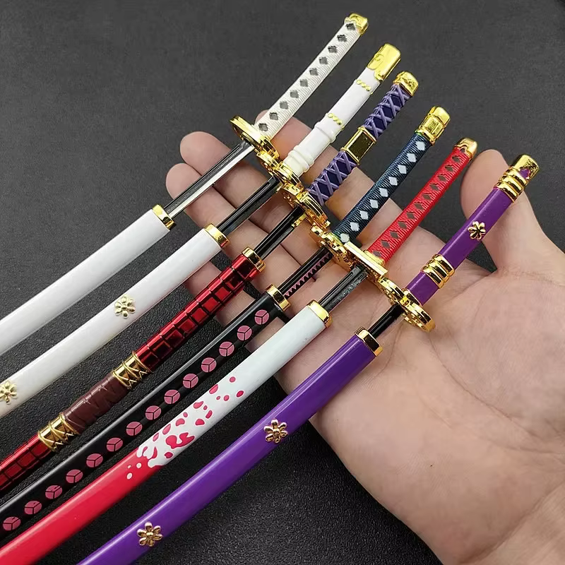 Katana en métal Roronoa Zoro de 25 cm, petit sabre, mini couteau ninja, One Piece, véritable katana japonais, sabre samouraï, jouet, cadeau anime