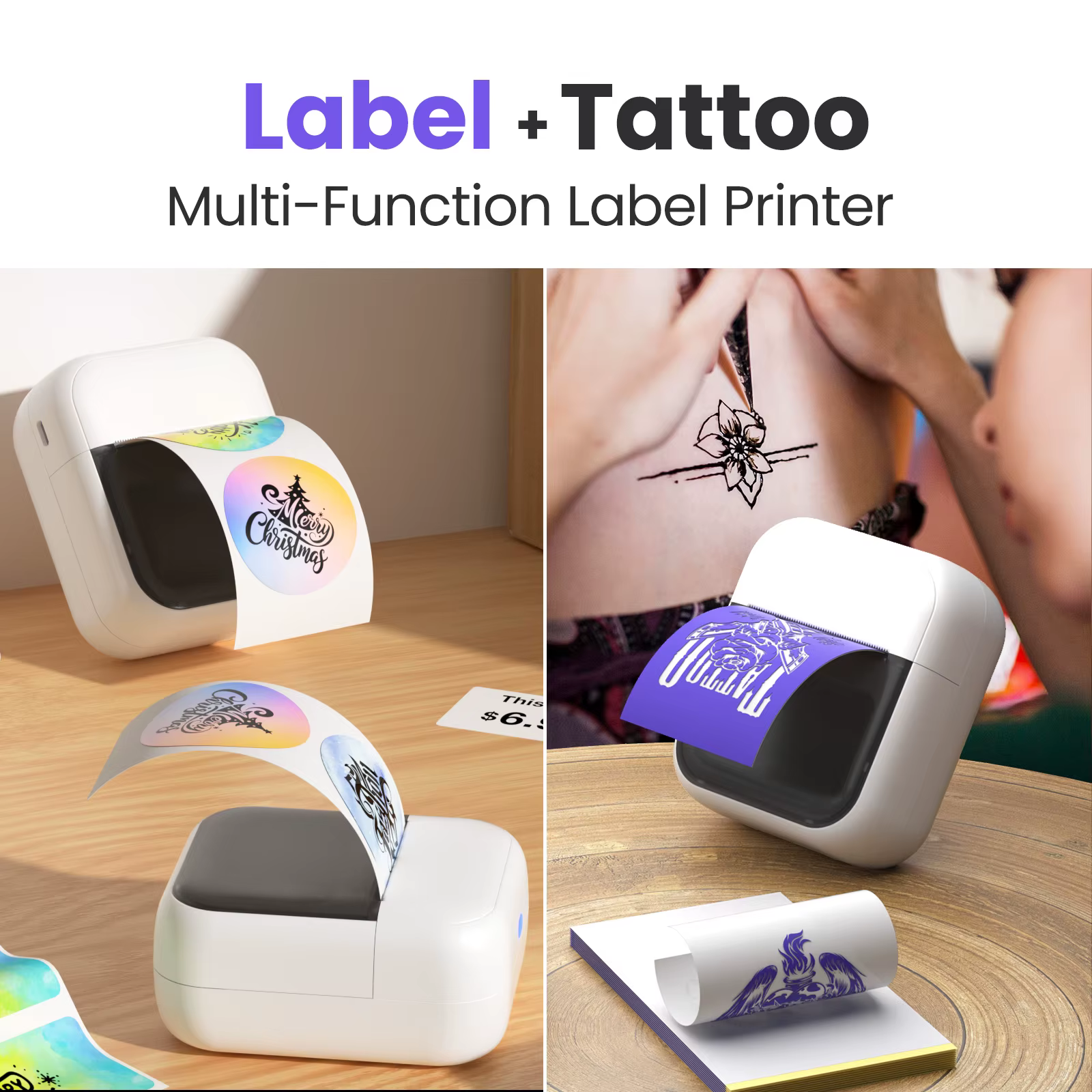 Mini Machine à tatouer Portable, Mini imprimante d'étiquettes thermiques, autocollant auto-adhésif, Machine à tatouer multifonction, impression sans encre