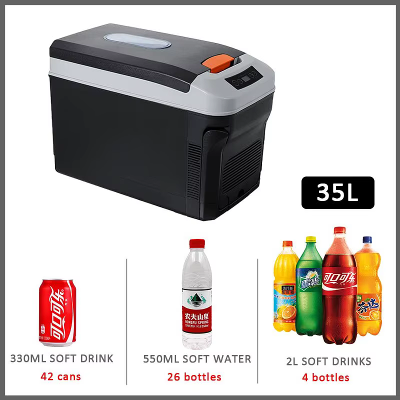 Mini réfrigérateur de voiture portable avec congélateur, 35l, DC12, DC24V, utilisation extérieure et domestique, utilisation pour les touristes, caravane, camion, maison, camping