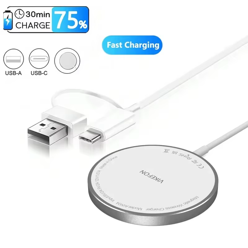 Chargeur sans fil magnétique rapide double port USB, mini tapis de charge pour iPhone 17 16 15 14 13 12 Pro Max, accessoire universel pour téléphone