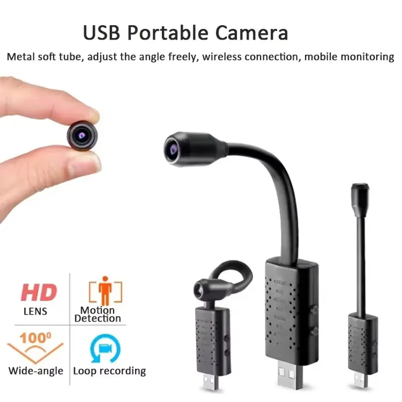 NOUVEAU Caméras de Surveillance WiFi USB 4K Mini avec Câble à Lentille Flexible, Détection de Mouvement, Enregistreur Vidéo, Caméscope de Sécurité 2026