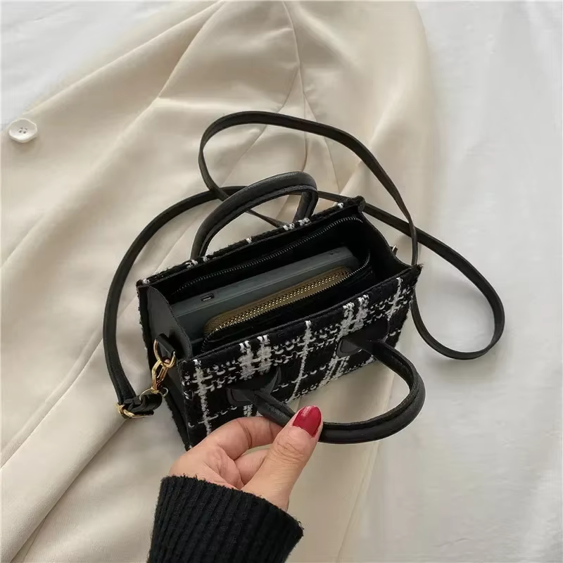 Mini sac à main à motifs à carreaux pour femmes, sac à bandoulière pour dames, sac messager léger, sac fourre-tout simple et élégant, mode initiée