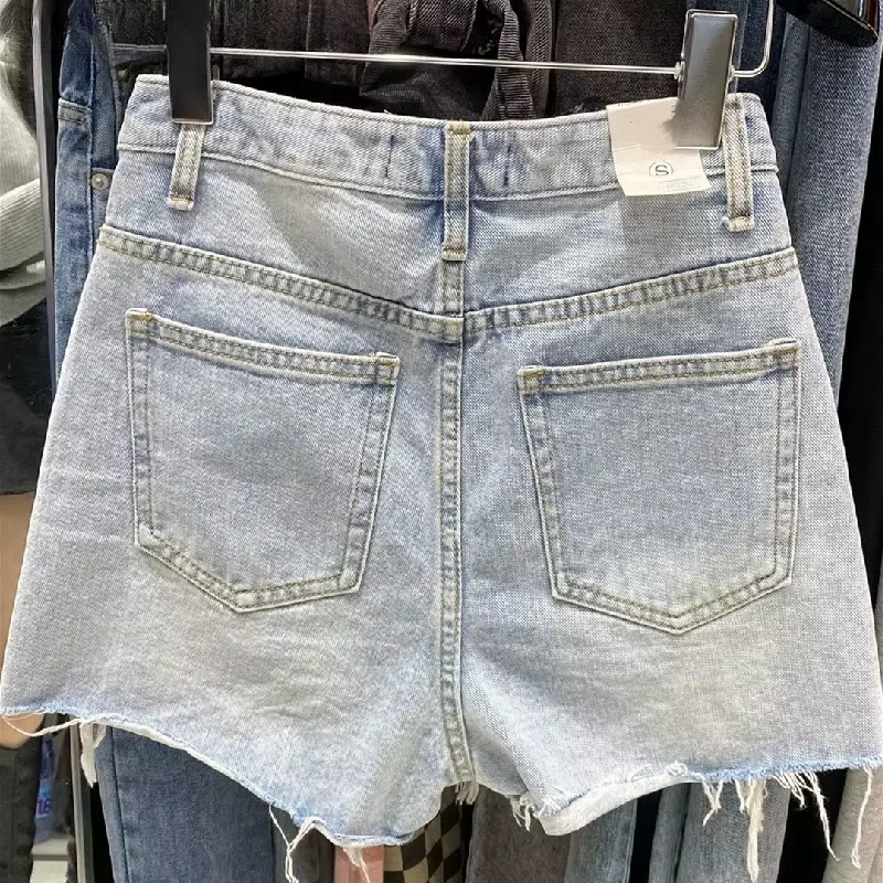 Jean Shorts 2025 nouveaux bas mode Shorts décontracté és femmes taille haute trou ample jambe large Shorts été pantalons Cortos De Mujer
