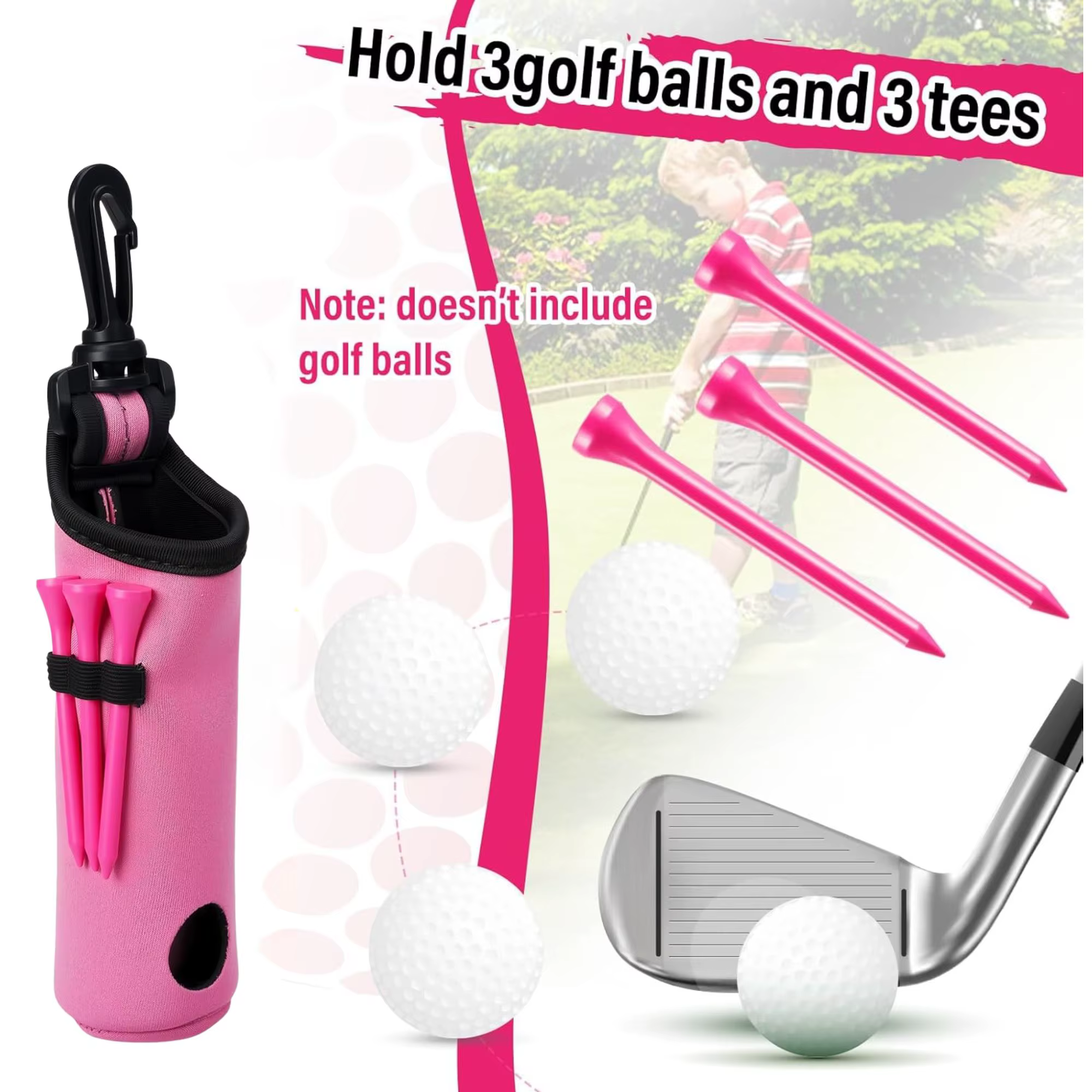 Kit d'accessoires de golf 10 pièces, comprenant un sac à balles de golf avec crochet, une serviette, des tees, un marqueur de balle magnétique, un outil de réparation de divots et une brosse de nettoy