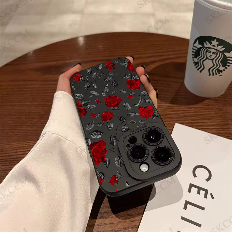 Coque de téléphone antichoc Rose Fashion, coque en silicone souple, iPhone 15, 14, 13, 12, 11 Pro Max, Mini, XS, Poly X, 7, 8 Plus, 256, rétro, nouveau
