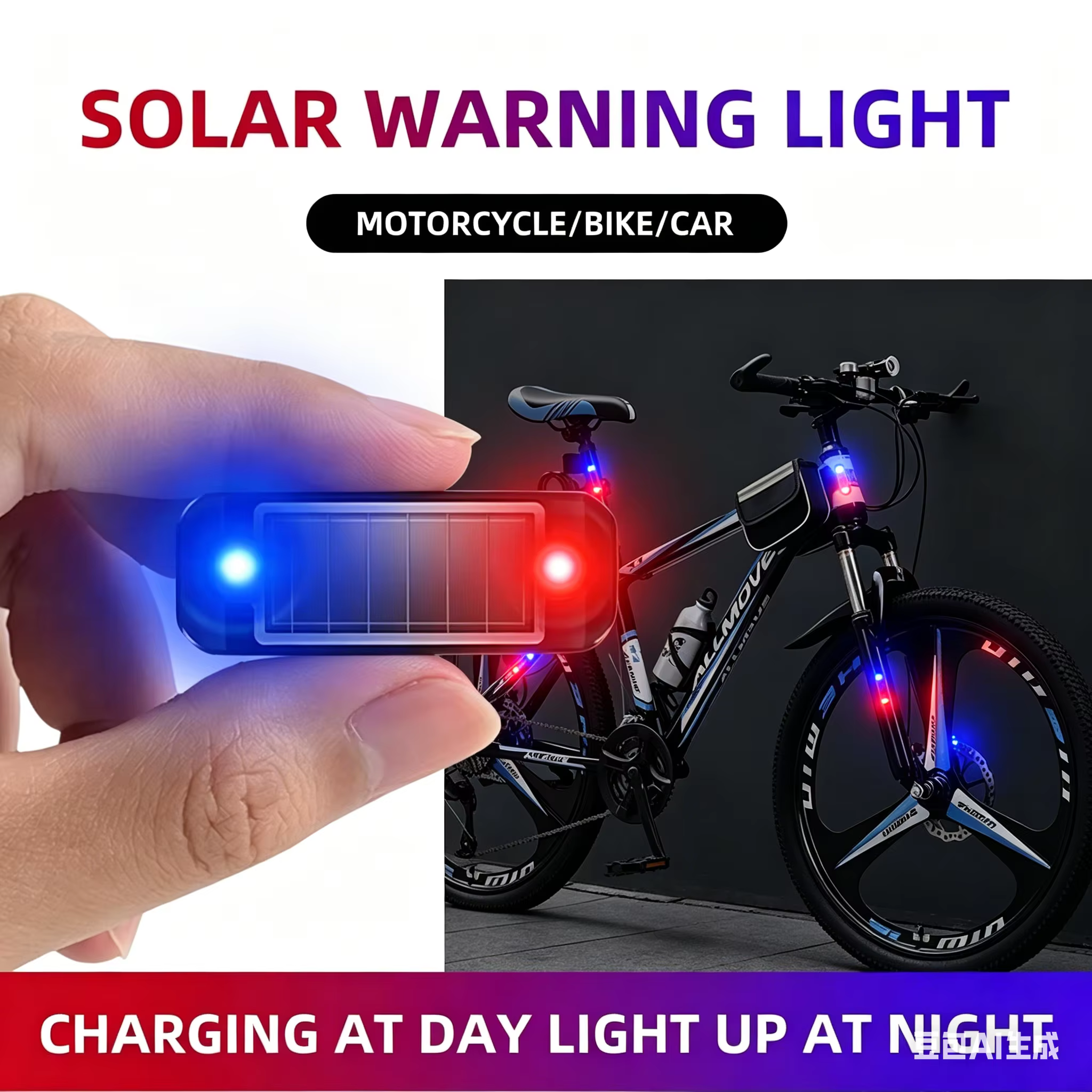 Mini lampe de signalisation solaire LED pour voiture, lampe clignotante sans fil antivol, lumière de sécurité factice simulée