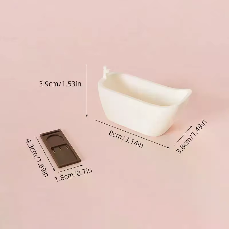 Baignoire de Simulation Miniature pour maison de poupée, avec plateau, modèle de maison de poupée, meubles de salle de bain, décoration, jouets de Simulation, 1/12