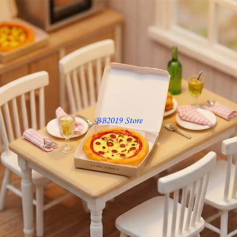 Q0KB – boîte à Pizza Miniature à emporter, jouet pour maison poupée, accessoires, facile à transporter, jeu rôle éducatif,