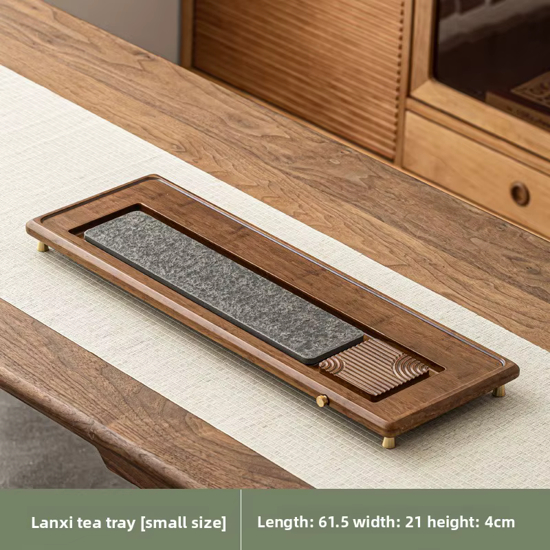 Mini service à thé Kungfu avec plateau en bambou lourd, assiette rectangulaire de brassage à sec, planche de service de cérémonie domestique de Style naturel