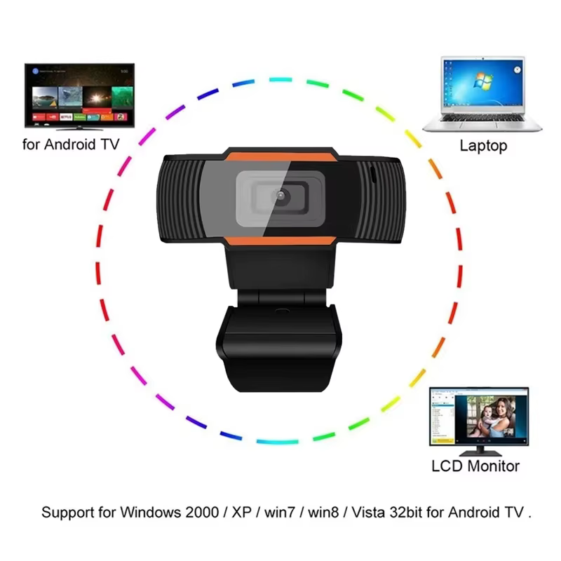 Mini Webcam HD 480/720/1080P USB avec microphone pour PC, ordinateur de bureau, gamer, webcast, appel vidéo, conférence, travail