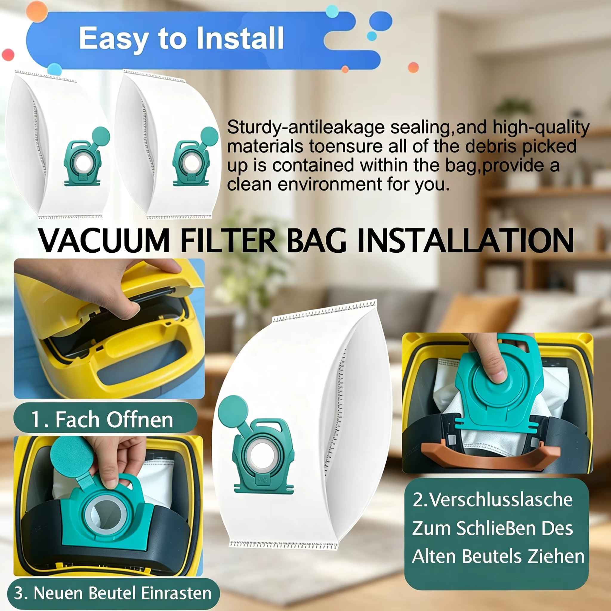 12 sacs d'aspirateur + 4 filtres moteur + 4 filtres d'évacuation + 1 brosse de nettoyage pour aspirateurs Miele Guard S1, TU Guard L1, CO Guard M1 S8380 – Accessoires