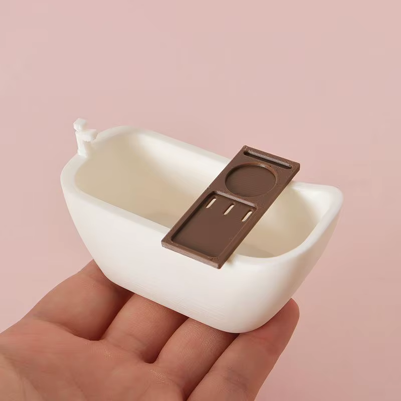 Baignoire de Simulation Miniature pour maison de poupée, avec plateau, modèle de maison de poupée, meubles de salle de bain, décoration, jouets de Simulation, 1/12