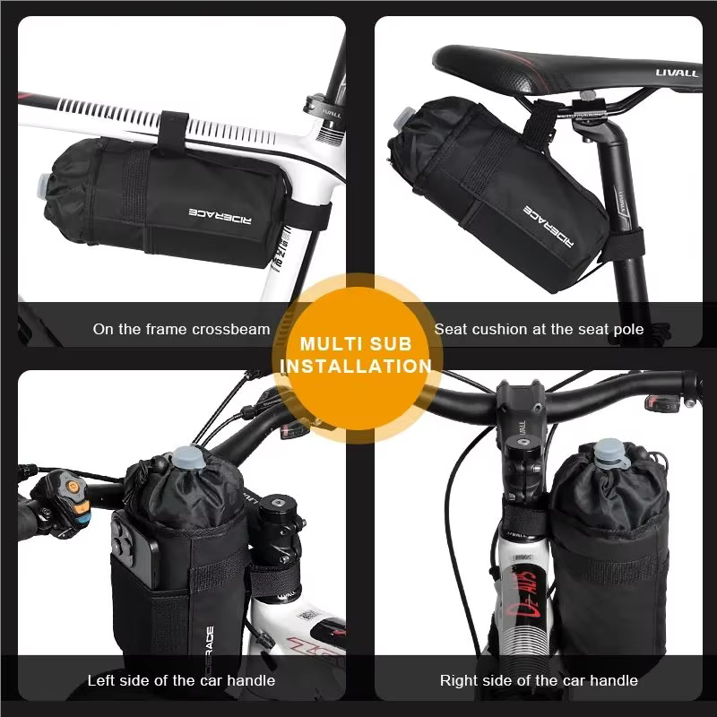 RIDERACE – pochette de porte-bouteille d'eau pour vélo, Portable, vtt, cyclisme sur route, sac de bouilloire isolé, équipement d'équitation, sac de guidon de vélo