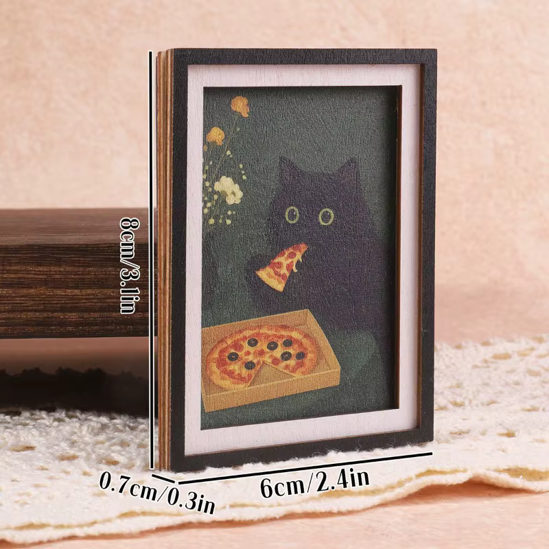 Mini aimant photo avec chat noir, décoration légère pour la maison, idéal pour le réfrigérateur ou les surfaces métalliques, parfait pour l'inspiration quotidienne