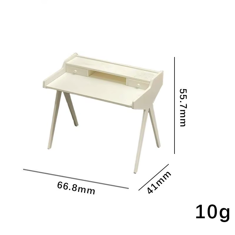 Table de toilette miniature en bois 1:12 pour maison de poupée, modèle de meuble avec miroir pour décoration de maison de jeu