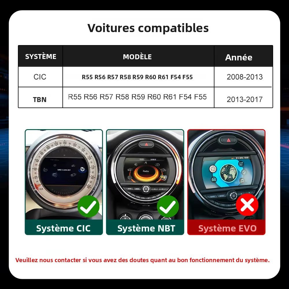 CarPlay sans fil Android Auto pour Mini R55 R56 R57 R58 R59 R60 R61 F54 F55 Clubman Countryman Hardtop John Cooper F56 F57