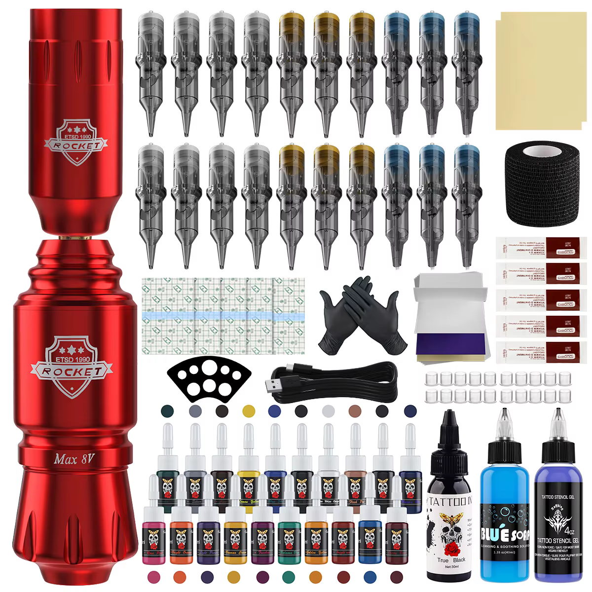 Ensemble de tatouage Mini fusée stylo court tout en un Machine tatouage brouillard stylo de tatouage tout en un ensemble d'aiguilles