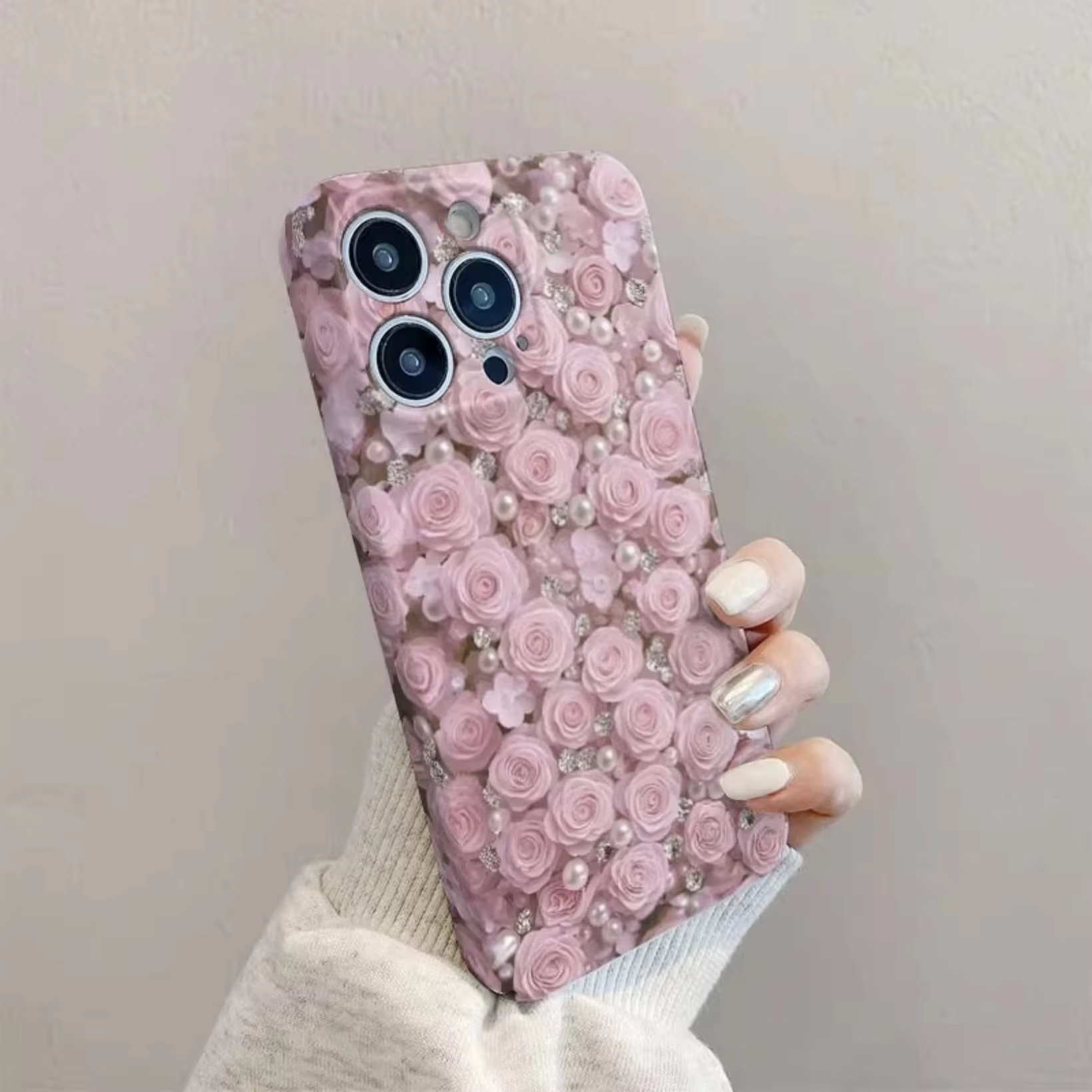 Coque Rose Perle pour Apple iPhone 17 16 15 14 Plus 13 12 11 Pro X XS Max, Protection Anti-Chute Dessin Animé